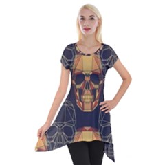 Skull Pattern Short Sleeve Side Drop Tunic