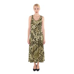 Yellow Snake Skin Pattern Sleeveless Maxi Dress