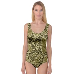 Yellow Snake Skin Pattern Princess Tank Leotard 