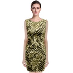 Yellow Snake Skin Pattern Classic Sleeveless Midi Dress