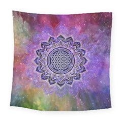 Flower Of Life Indian Ornaments Mandala Universe Square Tapestry (large)