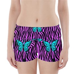 Zebra Stripes Black Pink   Butterfly Turquoise Boyleg Bikini Wrap Bottoms by EDDArt