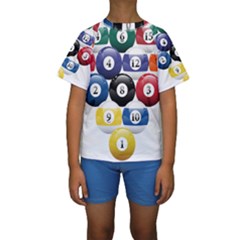 Racked Billiard Pool Balls Kids  Short Sleeve Swimwear