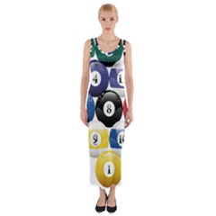 Racked Billiard Pool Balls Fitted Maxi Dress