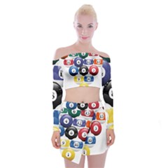 Racked Billiard Pool Balls Off Shoulder Top with Skirt Set