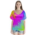 Grunge Radial Gradients Red Yellow Pink Cyan Green Flutter Sleeve Top View1