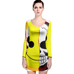 Skull Behind Your Smile Long Sleeve Bodycon Dress