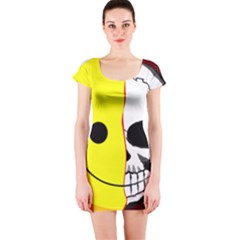 Skull Behind Your Smile Short Sleeve Bodycon Dress