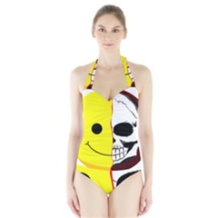 Skull Behind Your Smile Halter Swimsuit