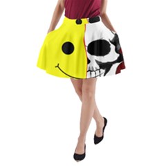 Skull Behind Your Smile A-Line Pocket Skirt