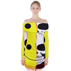 Skull Behind Your Smile Long Sleeve Off Shoulder Dress