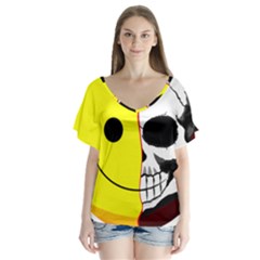 Skull Behind Your Smile Flutter Sleeve Top