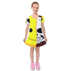 Skull Behind Your Smile Kids  Short Sleeve Velvet Dress