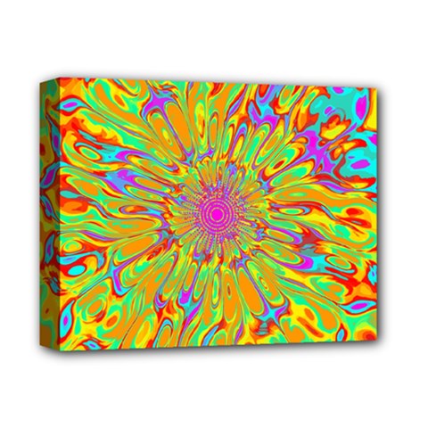 Magic Ripples Flower Power Mandala Neon Colored Deluxe Canvas 14  X 11  by EDDArt