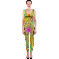 Magic Ripples Flower Power Mandala Neon Colored Onepiece Catsuit by EDDArt