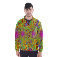 Magic Ripples Flower Power Mandala Neon Colored Wind Breaker (men) by EDDArt