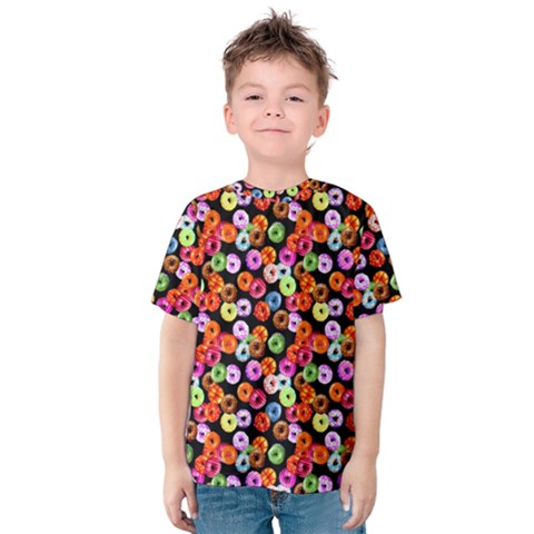 Colorful Yummy Donuts Pattern Kids  Cotton Tee by EDDArt