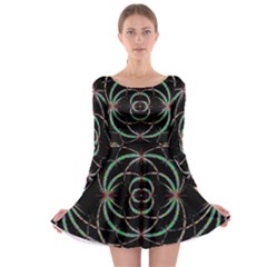 Abstract Spider Web Long Sleeve Skater Dress