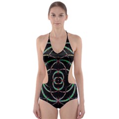 Abstract Spider Web Cut-Out One Piece Swimsuit