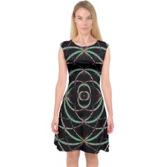 Abstract Spider Web Capsleeve Midi Dress