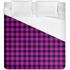 Lumberjack Fabric Pattern Pink Black Duvet Cover (king Size) by EDDArt