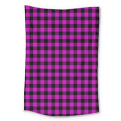 Lumberjack Fabric Pattern Pink Black Large Tapestry by EDDArt