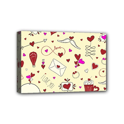 Valentinstag Love Hearts Pattern Red Yellow Mini Canvas 6  X 4  by EDDArt