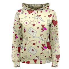 Valentinstag Love Hearts Pattern Red Yellow Women s Pullover Hoodie by EDDArt