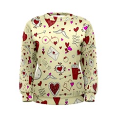 Valentinstag Love Hearts Pattern Red Yellow Women s Sweatshirt by EDDArt