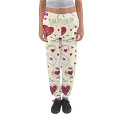 Valentinstag Love Hearts Pattern Red Yellow Women s Jogger Sweatpants by EDDArt