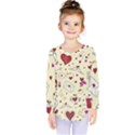 Valentinstag Love Hearts Pattern Red Yellow Kids  Long Sleeve Tee View1