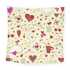 Valentinstag Love Hearts Pattern Red Yellow Square Tapestry (large)