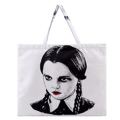 Wednesday Addams Zipper Large Tote Bag by Valentinaart