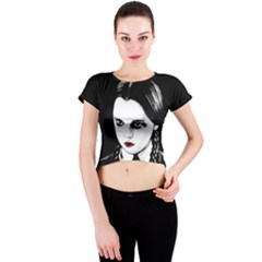 Wednesday Addams Crew Neck Crop Top by Valentinaart