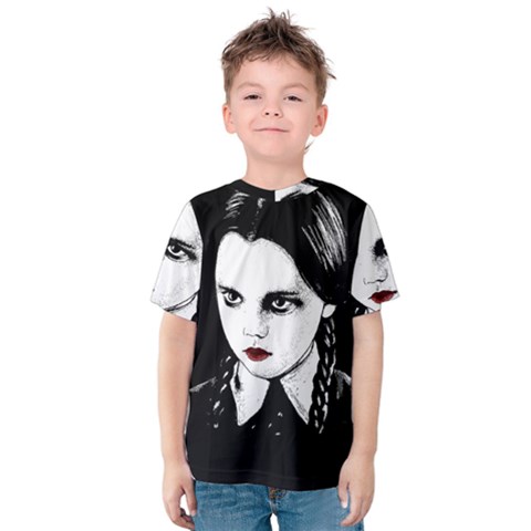 Wednesday Addams Kids  Cotton Tee by Valentinaart