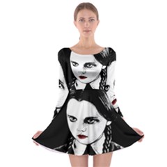 Wednesday Addams Long Sleeve Skater Dress by Valentinaart