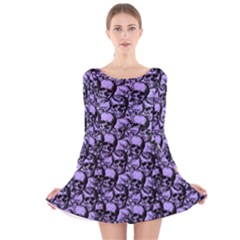 Skulls pattern  Long Sleeve Velvet Skater Dress