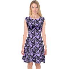 Skulls pattern  Capsleeve Midi Dress