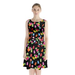 Candy Pattern Sleeveless Chiffon Waist Tie Dress by Valentinaart