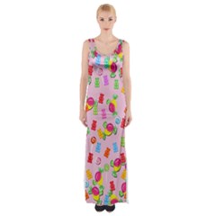 Candy pattern Maxi Thigh Split Dress