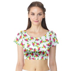 Candy Pattern Short Sleeve Crop Top (tight Fit) by Valentinaart