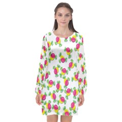 Candy Pattern Long Sleeve Chiffon Shift Dress  by Valentinaart