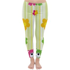 Animals Bear Flower Floral Line Red Green Pink Yellow Sunflower Star Classic Winter Leggings by Mariart