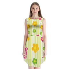 Animals Bear Flower Floral Line Red Green Pink Yellow Sunflower Star Sleeveless Chiffon Dress   by Mariart