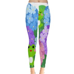 Animals Frog Face Mask Green Flower Floral Star Leaf Music Leggings  by Mariart