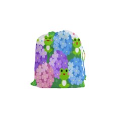 Animals Frog Face Mask Green Flower Floral Star Leaf Music Drawstring Pouches (small) 