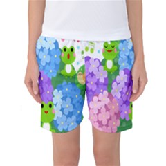 Animals Frog Face Mask Green Flower Floral Star Leaf Music Women s Basketball Shorts by Mariart