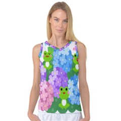 Animals Frog Face Mask Green Flower Floral Star Leaf Music Women s Basketball Tank Top by Mariart