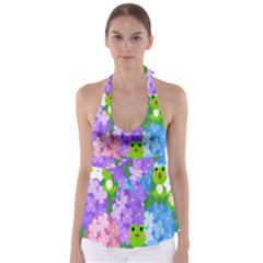 Animals Frog Face Mask Green Flower Floral Star Leaf Music Babydoll Tankini Top by Mariart