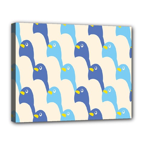 Animals Penguin Ice Blue White Cool Bird Canvas 14  X 11  by Mariart